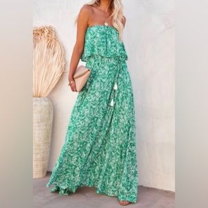 VICI PALOS VERDES STRAPLESS TIE MAXI DRESS Size Small